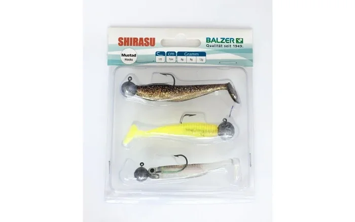 Angelköderset Gummiköderset Forellenköderset Barschköderset 3er Pack 7 cm 6, 9, 12 Gramm Haken 1/0
