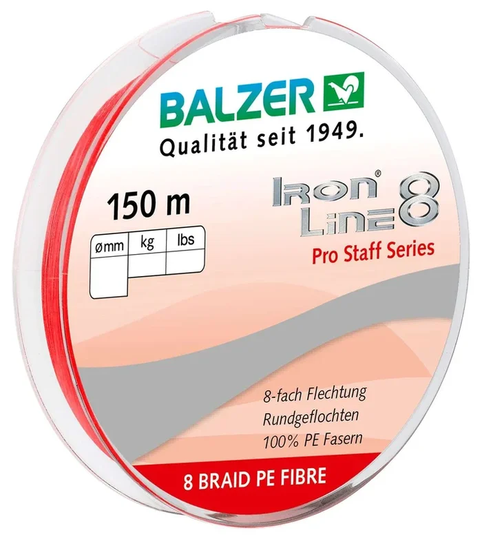Balzer Iron Line Pro Staff 8 rot – 150m geflochtene Schnur 0.12mm / 9.8kg