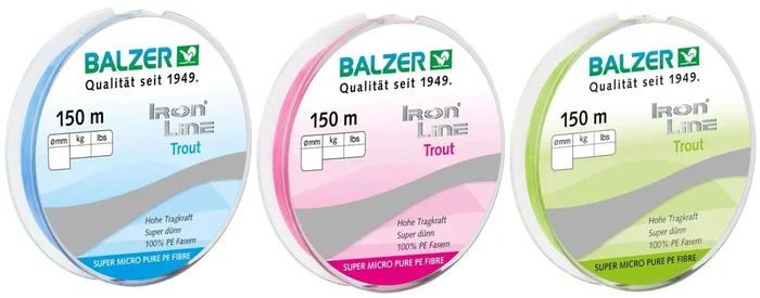 Balzer Ironline Trout 150m 3-fach geflochtene Schnur für Forelle Chartreuse 0.06mm / 4.1kg