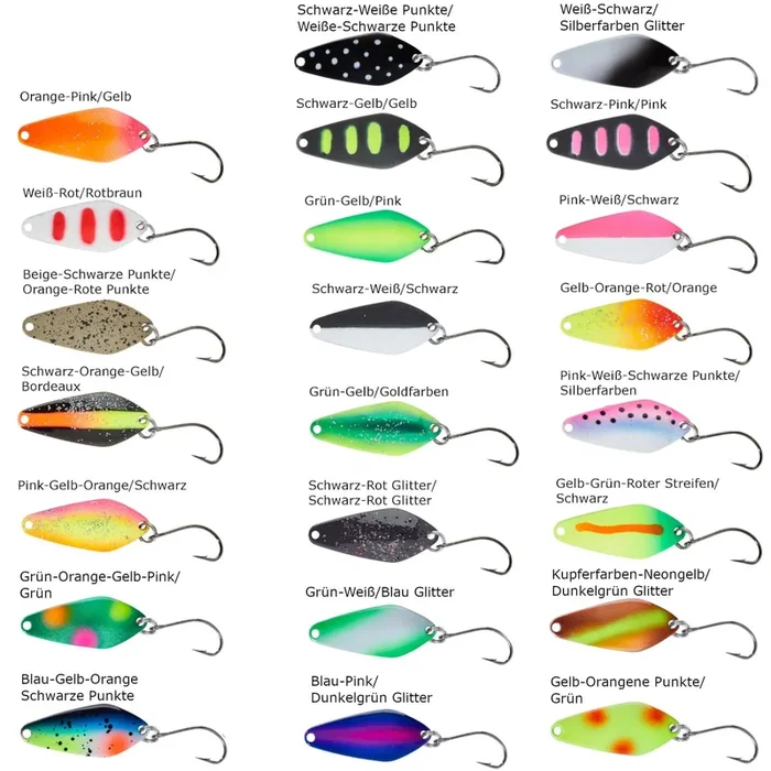 Balzer Spoon Searcher 2,1g – Forellenblinker Weiß-Schwarz/Silberfarben Glitter