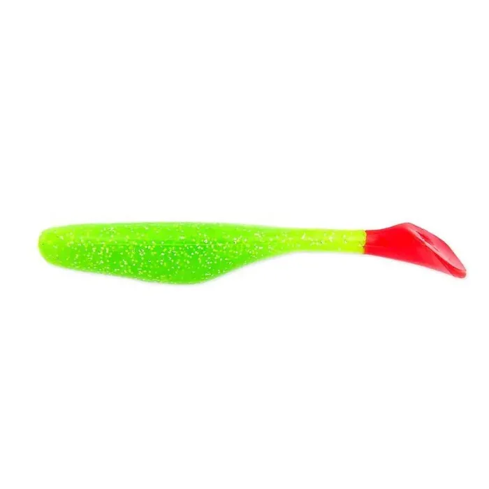 BASS ASSASSIN 4″ Walleye Assassin 9cm 6g Chartreuse Silver Glitter Red Tail 10pcs.