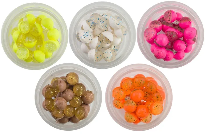 Berkley Powerbait Power Clear Eggs Floating – 14g Fischeier Clear Green Purple-Pink / PowerBait with Garlic