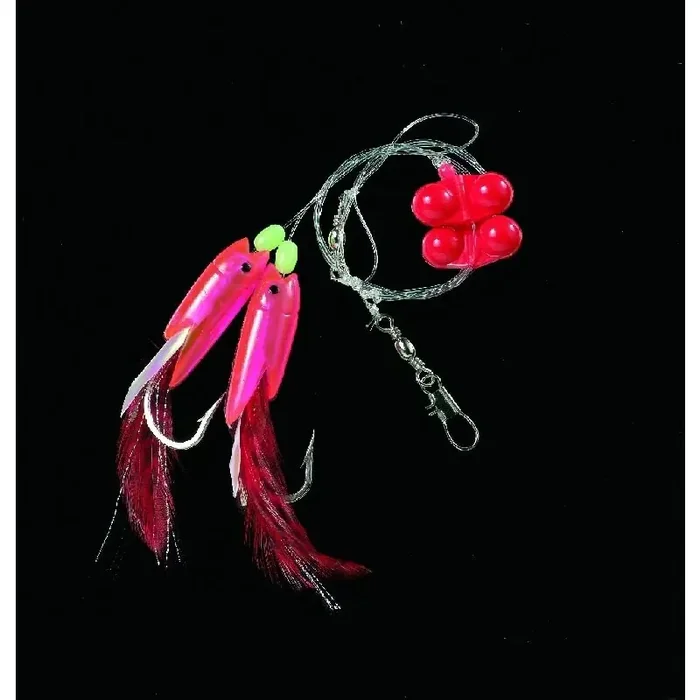 DEGA Dorsch-Vorfach mit Rattle-Beads Gr.6/0 90cm 0,8mm Rot+Pink