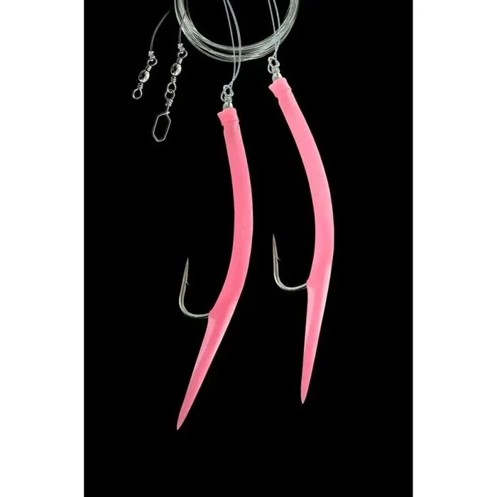 DEGA Luminous Rubber-Makk Leader Misura 12/0 100cm 0,9mm Rosa-Luminoso