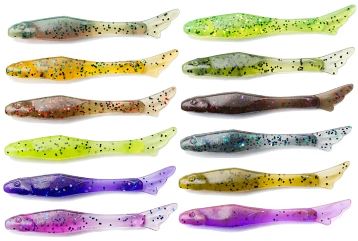 Fishup Tiny 1,5″ 4,1cm – 12 Gummifische Green Pumpkin / Red & Black