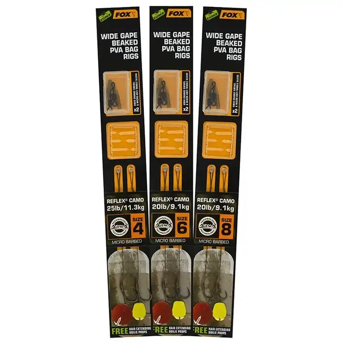 FOX Edges Wide Gape Beaked PVA Ready Rigs Gr.6 20lb 2pcs.