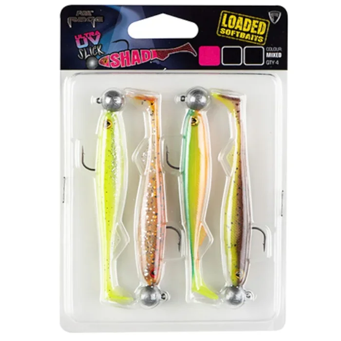 Fox Rage Slick Shad Mixed UV Colour Pack Loaded – 4 Gummifische 5g – 7cm – Gr. 1/0