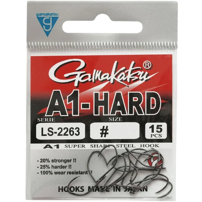 Gamakatsu A1 LS-2263 Eyed Hooks Black – 15 Angelhaken 6