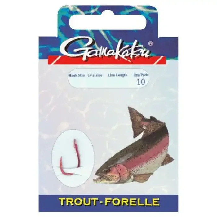 GAMAKATSU Hook LS-3610 Truite Gr.8 100cm 0,20mm Nickel 10pcs.