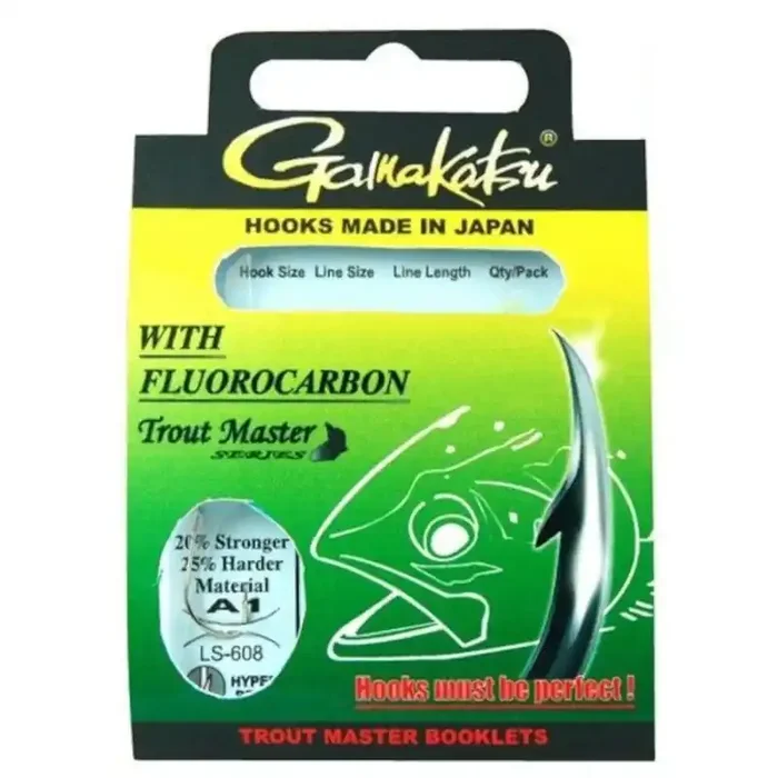GAMAKATSU Hook Trout Master Fluorocarbon LS-608N Gr.6 100cm 0,18mm Nickel 6pcs.