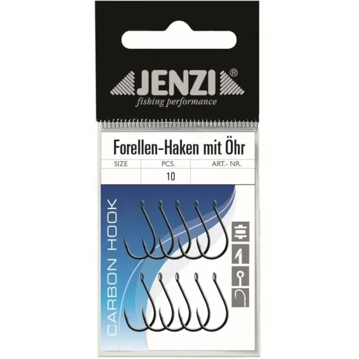 Hameçon à truite JENZI avec œillet Gr.1 Titane 10pcs.