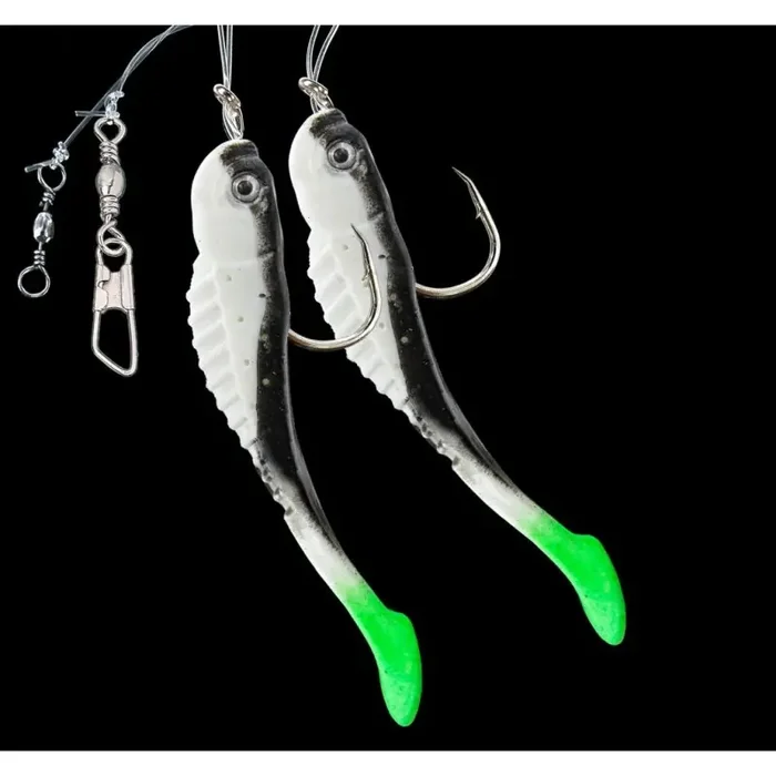 JENZI Bas de ligne mer élastique 2 bras Gr.4/0 0,6mm White/Green