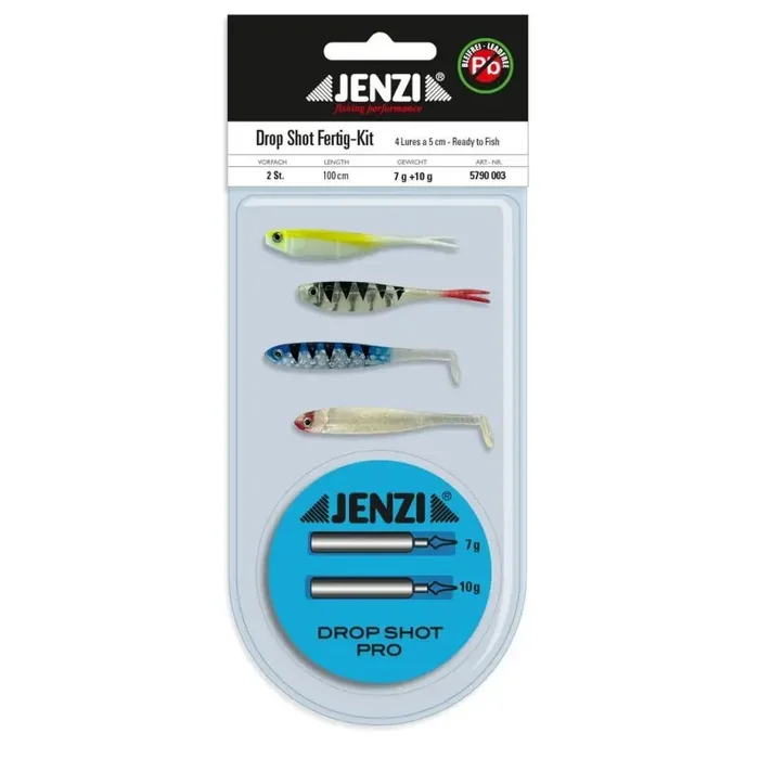 JENZI Drop Shot Ready Kit 4 esche pronte per la pesca 5cm 7g 10g