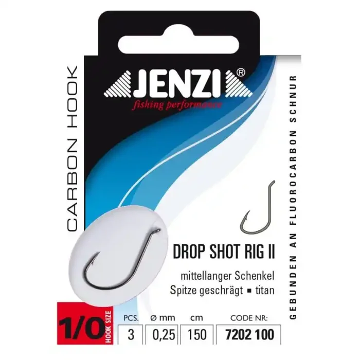 JENZI Drop Shot Rig II Fluorocarbon Gr.1/0 150cm 0,25mm Titanium 3st.