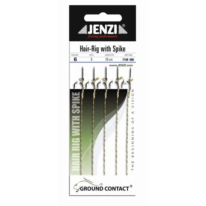 JENZI feeder leider Haar Rig met spike maat 6 10cm 5st.