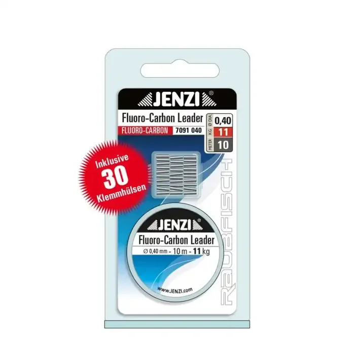 JENZI Fluorocarbon Leader with ferrules 0,4mm 11kg 10m Transparent