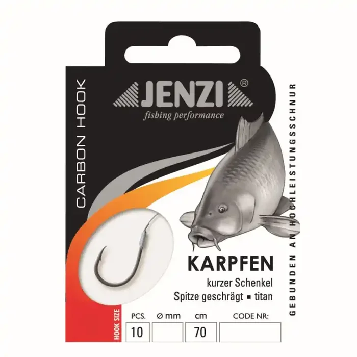 JENZI Target Fish Hooks Bound Premium Carp Size 1 70cm 0,35mm Titanium 10pcs.