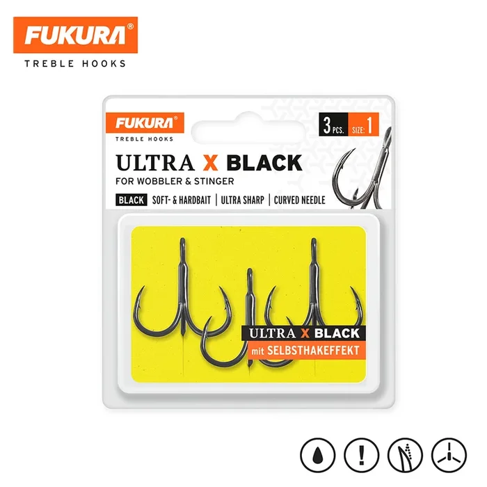 Lieblingsköder Fukura Drillinge Ultra X Black / Treble Hooks » HechtundBarsch.de