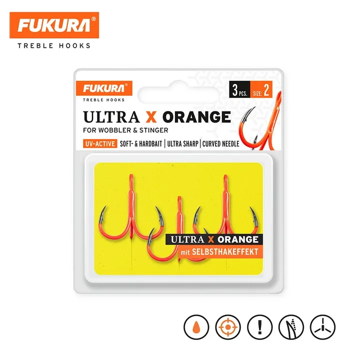 Lieblingsköder Fukura Drillinge Ultra X Orange / Treble Hooks » HechtundBarsch.de