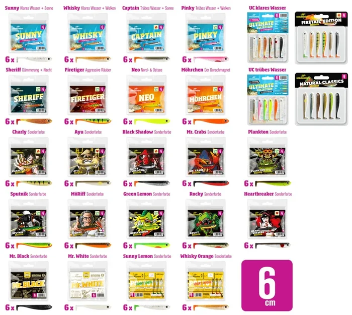 Lieblingsköder Gummifische 6cm – 6 Angelköder Ultimate Collection trübes Wasser