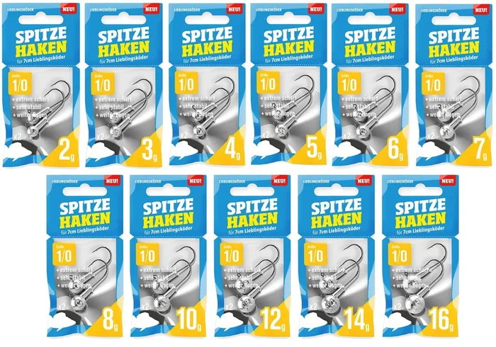 Lieblingsköder Spitze Haken Gr. 1/0 Jigköpfe – 2 Jighaken 6g