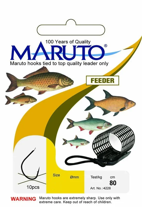 Maruto Feederhaken gebunden schwarz – 10 Angelhaken 80cm Gr. 2 /4.8kg /0.22mm
