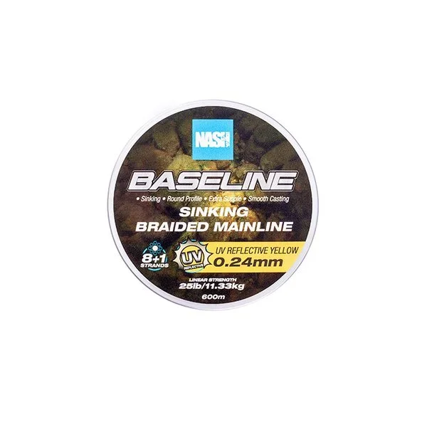 Nash Tackle Baseline Sinking Braid UV Yellow 600m