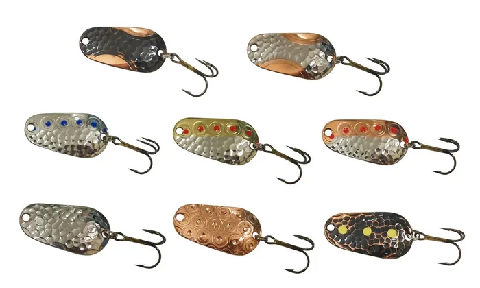 Oldstream Blinker 2,8cm 3g – Forellenblinker silberfarben/blaue Punkte