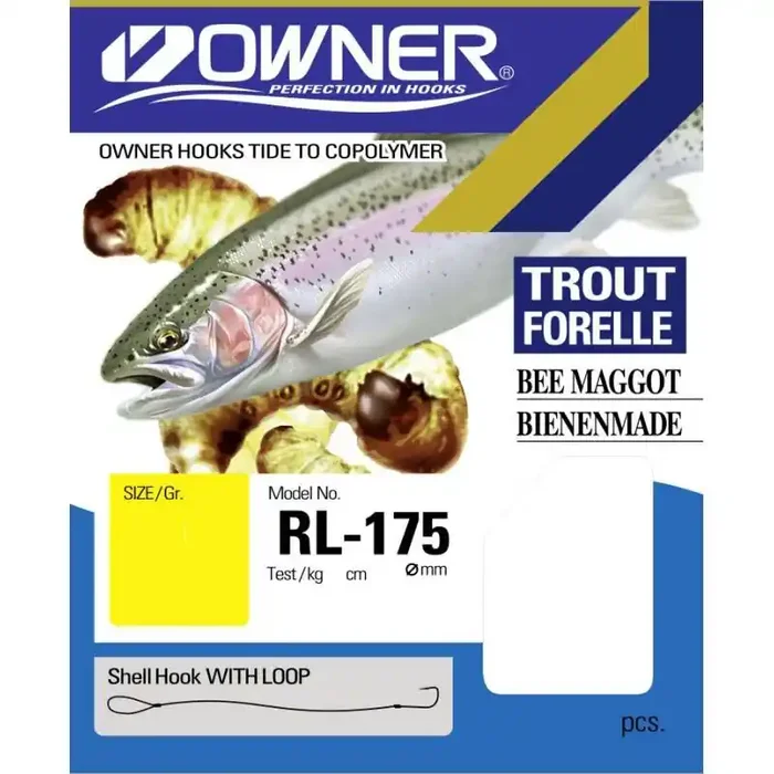 OWNER trout bee maggot 150cm silver size 8 0,22mm 9pcs.