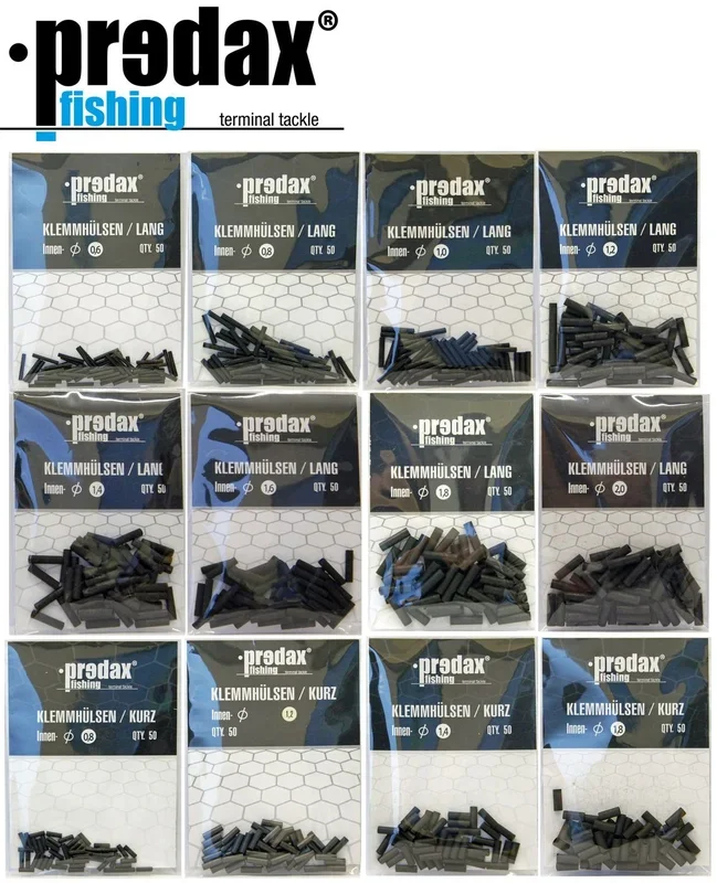 Predax Klemmhülsen – 50 Quetschhülsen für Stahlvorfächer 1.4mm / lange Version