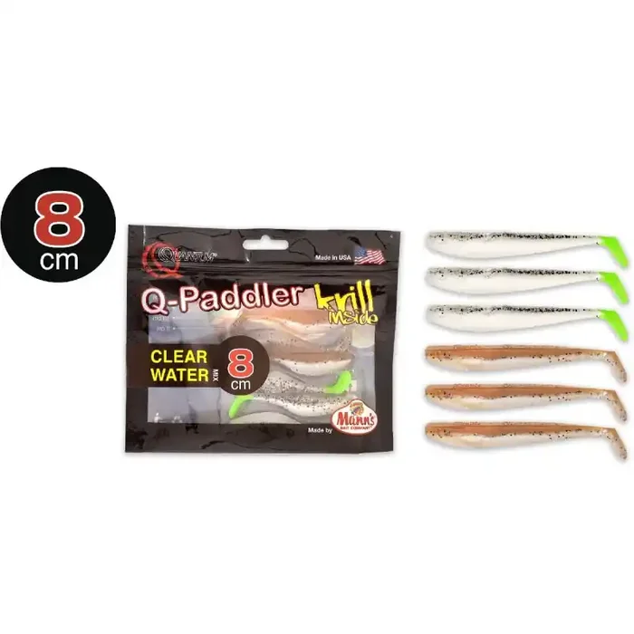 QUANTUM Q-Paddler Power Clear Water Mix 8cm Salt & Pepper UV Tail/Sandy Goby 6Stk.