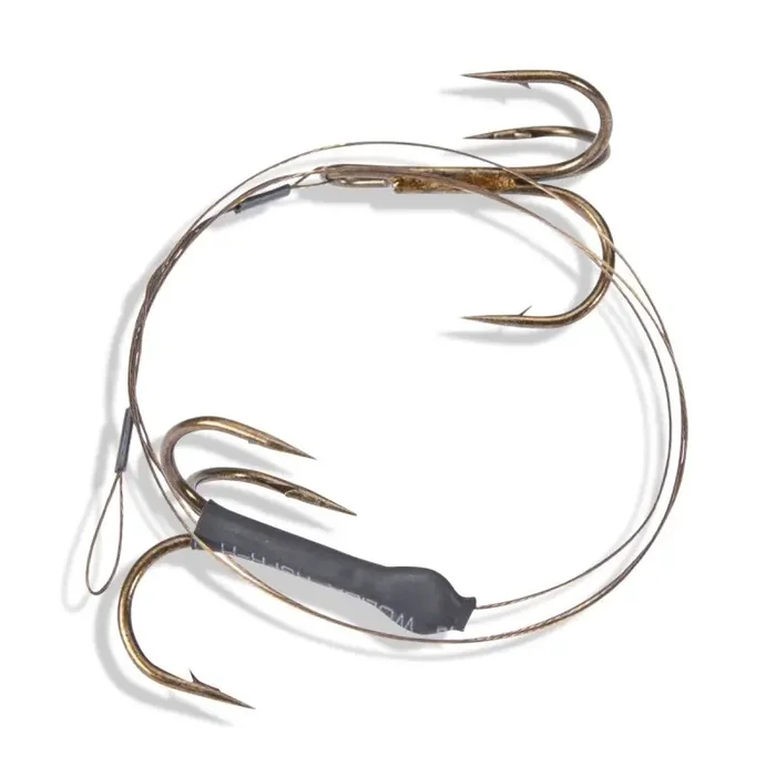SÄNGER 1×7 steel leader with 2 treble hooks size 4 50cm 9kg