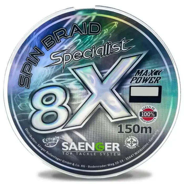 SÄNGER 8 X Specialist Spin Braid 0,16mm 13,4kg 150m Nero/Fumo