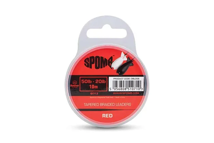 Spomb Tapered Braided Leaders Red 50lb-20lb 3pcs