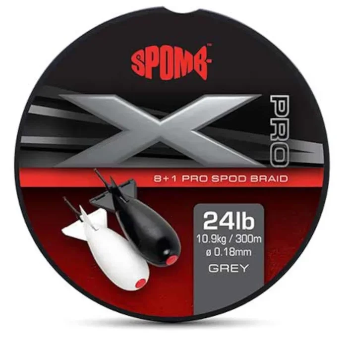Spomb X Pro Braid Grey 0.18mm 24lbs – 300m geflochtene Angelschnur