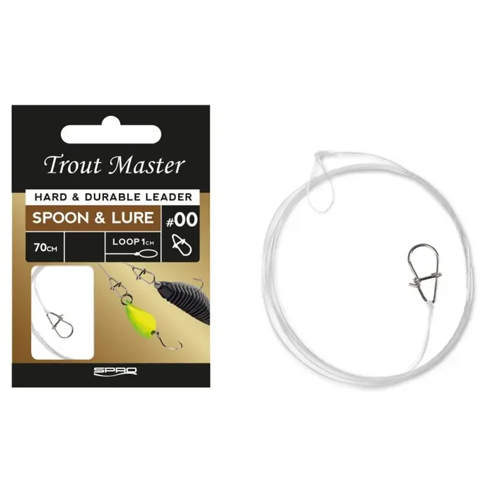 TROUTMASTER Spoon + Lure Leader 70cm 0,18mm 1,8kg 6pcs
