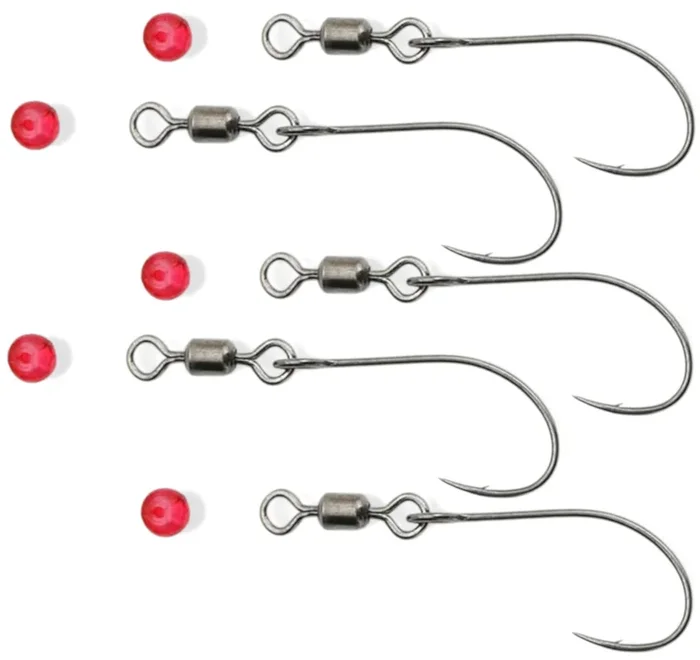 Troutwerk Haken mit Wirbel + Perlen – Angelhaken im 5er Set