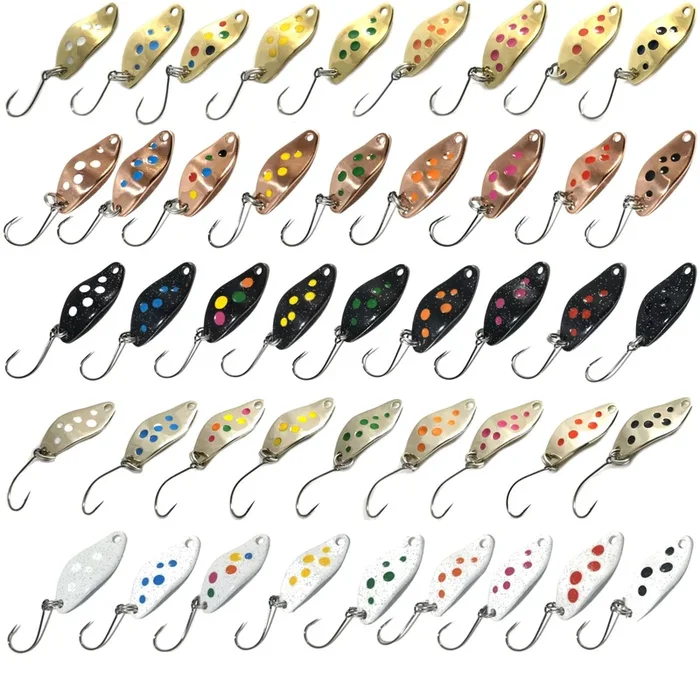 Troutwerk Spoon 1,5g 2,3cm – Forellenblinker schwarz/grüne Punkte