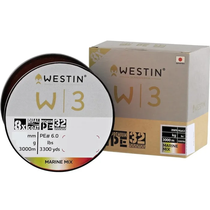 Westin W3 Oceanic Swirl 8-Braid – Geflochtene Schnur Marine Mix – 0.235mm – 12,3kg – 3000m