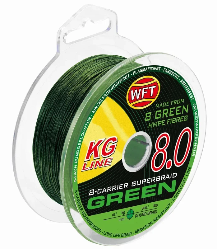 WFT KG 8 grün 150m – Geflochtene Angelschnur 0.10mm / 13kg Tragkraft