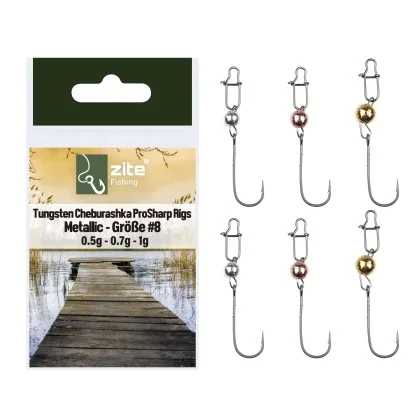 Zite Fishing Tungsten Cheburashka ProSharp Rigs Größe #8 Metallic Tungstenperle Forelle Angelhaken