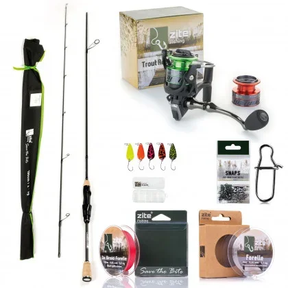 Zite Fishing Ultra Light Set 210cm Forellen-Rute mit UL Angel-Rolle, 3fach geflochtener Schnur und v